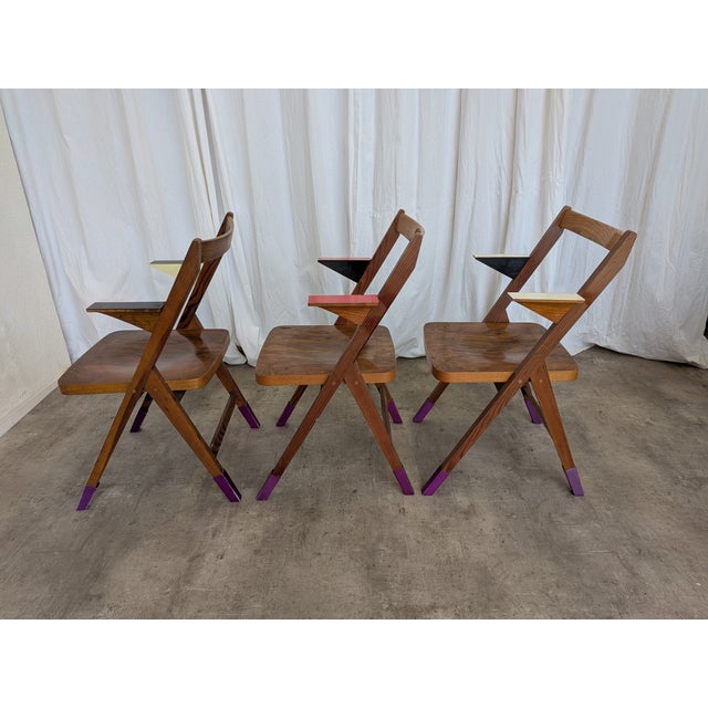 Mid-Century Modern Vintage Wooden Chairs, 1970s, Set of 3 For Sale - Image 3 of 18
