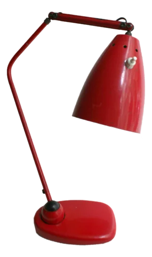 Industrial Red Table Lamp, 1950s