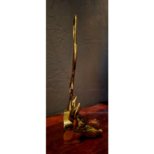 English Mid-20th Century Virginia Metalcrafters Brass Fox Head and Riding Crop Doorstop For Sale - Image 3 of 12