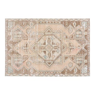 1970s Vintage Turkish Anatolian Hand Knotted Organic Wool Fine Weave Rug,3'9"X5' For Sale