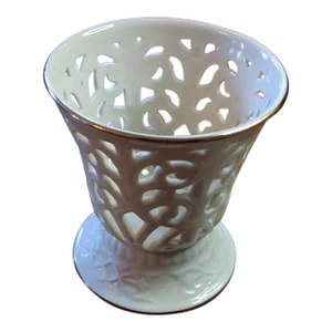 1980s Lenox Usa Ivory Porcelain Versailles Flared Votive Holder