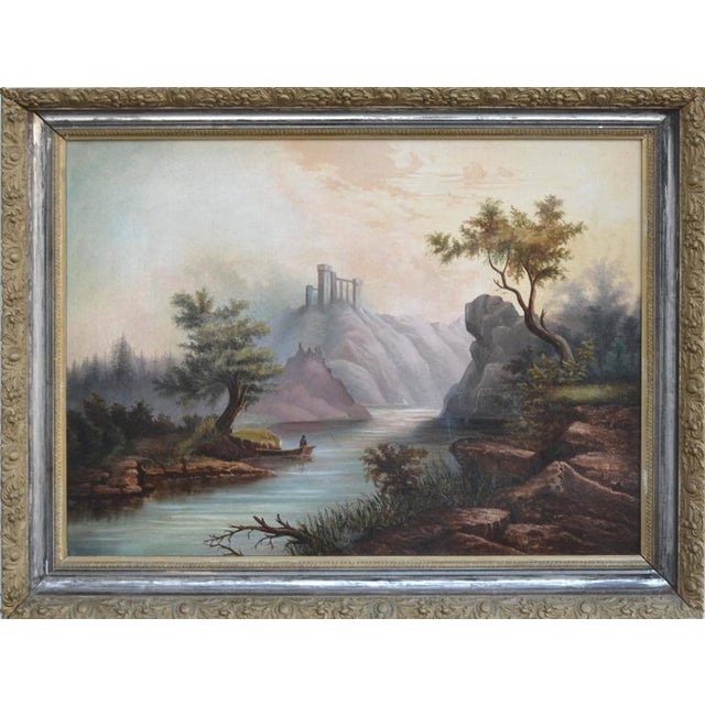 19th Century Fisherman and Scottish Highlands Landscape Oil Painting, Framed For Sale