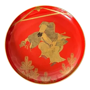 Japanese Lacquer Maki-e Plate of Masked Dancer