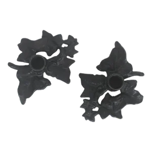 Vintage Cast Iron Ivy Leaf Candle Holders, a Pair
