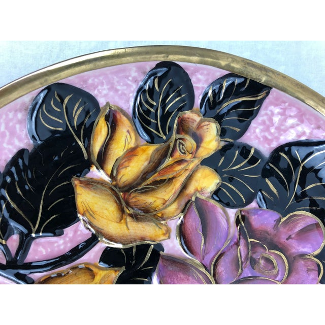 Vintage French Majolica Floral Platter From Vallauris For Sale In Miami - Image 6 of 7