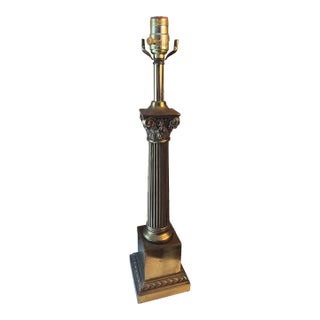 Brass Classical Corinthian Column Table Lamp For Sale