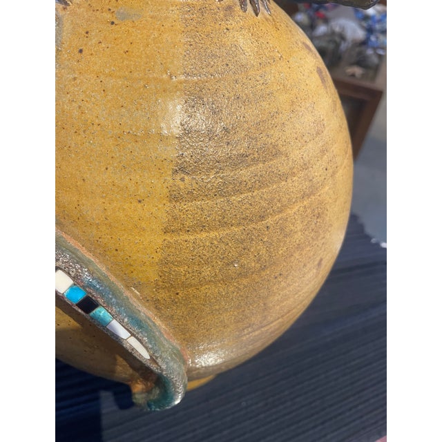 1970s Vintage Ceramic Vase With Stone Inlaid Lizard by Raugh For Sale - Image 5 of 12