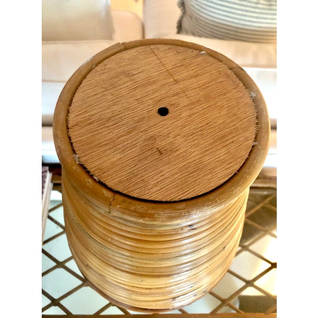Brown Vintage Coastal Split Reed Rattan Vase For Sale - Image 8 of 9