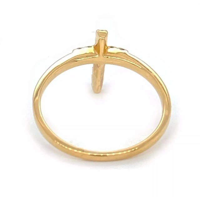 Diamond 14k Yellow Gold Cross Ring For Sale In Miami - Image 6 of 7