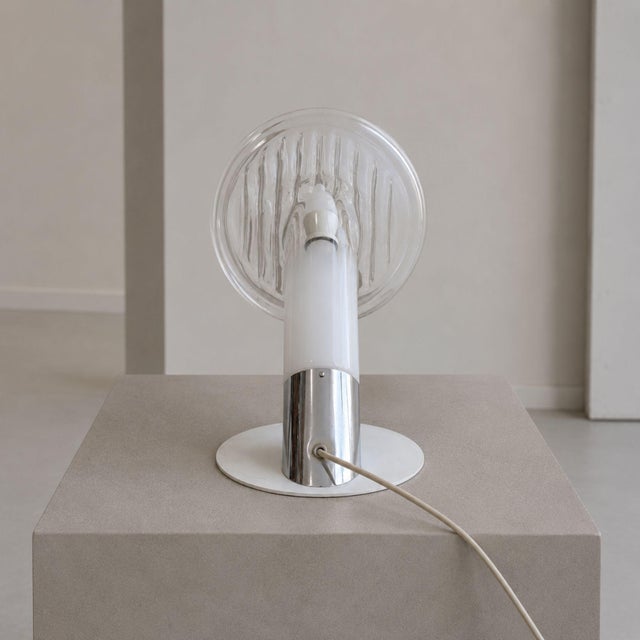 White 1970s Italian Headlight Murano Glass Table Lamp by Carlo Nason for Mazzega For Sale - Image 8 of 9