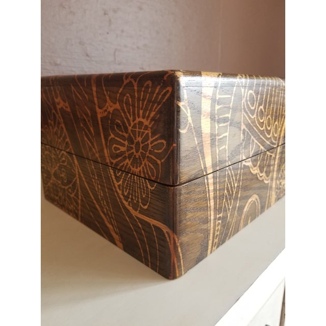 Boho Chic Stenciled Wooden Tea Box Storage Chest Chairish