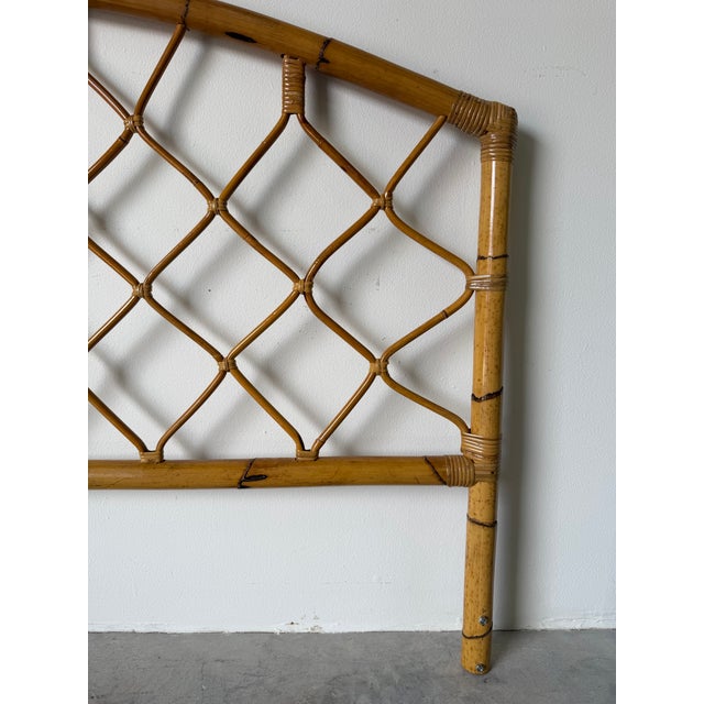 Vintage Boho Chic Coastal Bamboo King Size Arched Headboard For Sale - Image 4 of 12