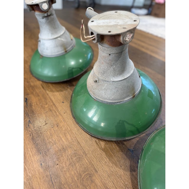 Vintage Crouse-Hinds Green Porcelain Enamel Explosion-Proof Industrial Pendant Lights, Circa 1950s - Set of Three For Sale - Image 12 of 12