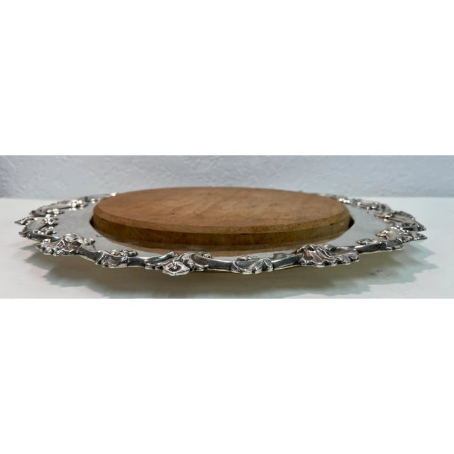 Antique Bread Board With Silver Plate Tray - Made in England For Sale In Dallas - Image 6 of 7