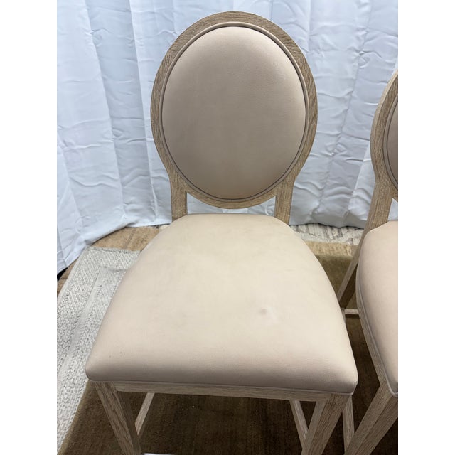 Set of Five Rh French Contemporary Round Leather Counter Stools For Sale - Image 17 of 18