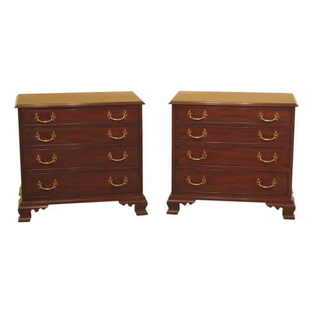 1990s Vintage Henkel Harris 4 Drawer Mahogany Nightstands- A Pair For Sale