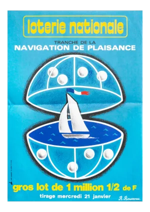 1970s French Loterie Nationale Poster, Tranche De La Navigation De Plaisance
