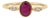 Modern Ruby & Marquise Diamond Three-Stone Bezel Set Ring 14k Yellow Gold Size 5 For Sale