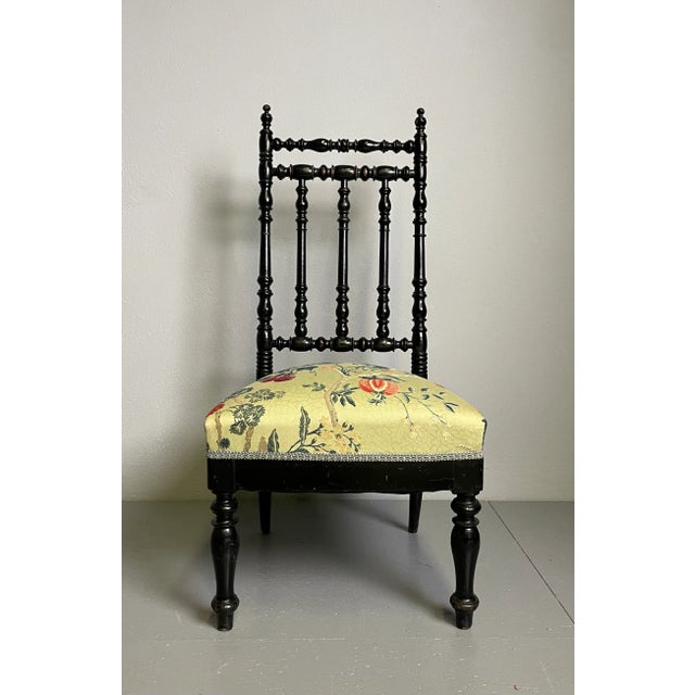 Antique Parlor Chair with Nobilis Floral Fabric For Sale - Image 5 of 6