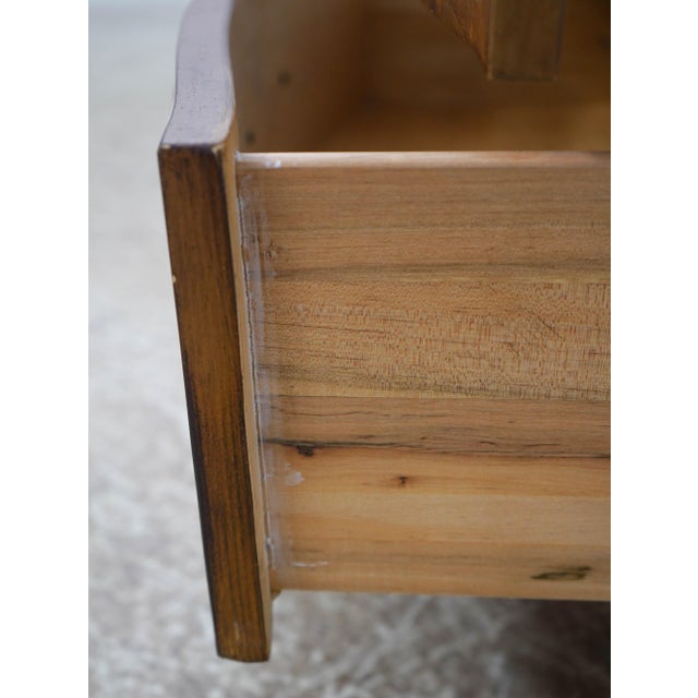 1980s Schnadig Stately Wood & Rattan Bedside Table For Sale - Image 5 of 17
