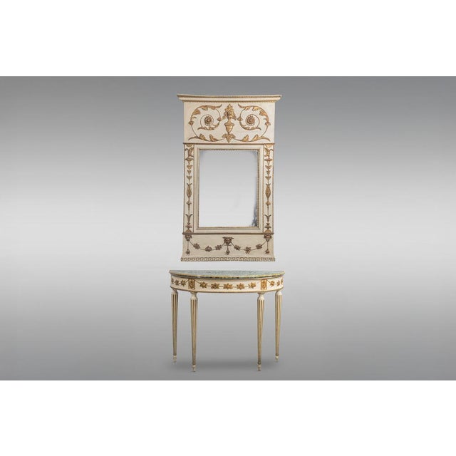 Italian Demi-Lune Console Table and Mirror, 19th Century, Set of 2 For Sale - Image 6 of 6