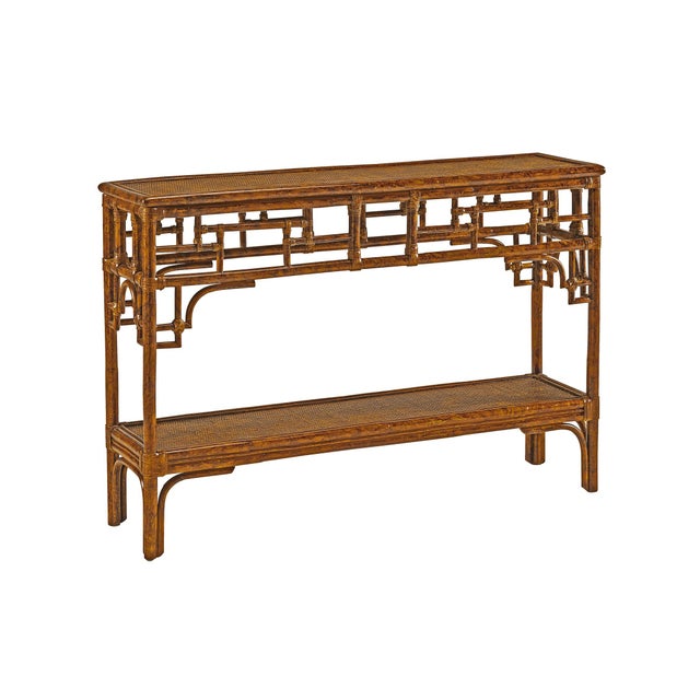 Our pieces are handmade with care, however, we cannot take custom requests. Pagoda Console, Small. Woven Rattan Upper and...