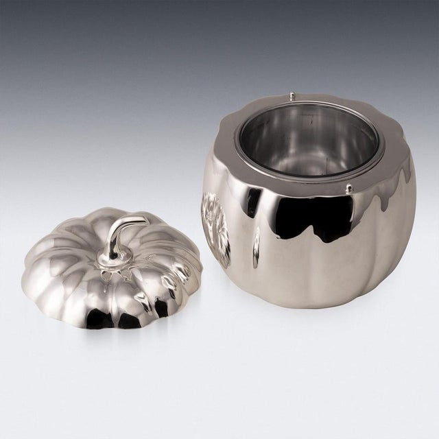 1970s Vintage Italian Silver-Plated Pumpkin Ice Bucket from Teghini, 1970s For Sale - Image 5 of 12