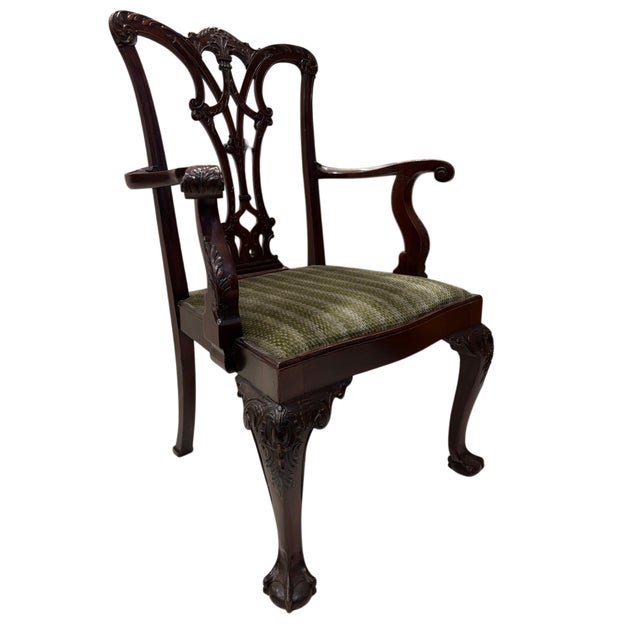 Mid 20th Century Set of 12 English Chippendale Style Mahogany Dining Chairs With Ball & Claw Feet – 2 Armchairs and 10 Side Chairs For Sale In New York - Image 6 of 10