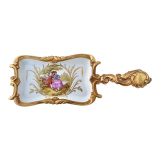 Vintage French Sevres Bronze Ormolu Mounted Centerpiece Handle Dish For Sale