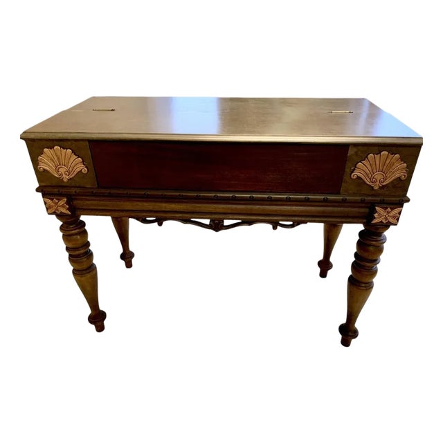 Vintage Edwardian Walnut Spinet Desk by h.e. Shaw Company For Sale