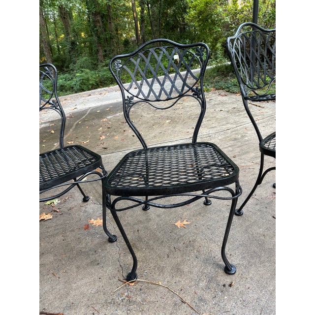 Metal Woodard Florentine Orleans Pattern Iron Patio Chairs - Set of 4 For Sale - Image 7 of 12