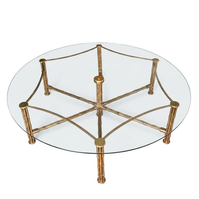 This large coffee table was made in France in the 1960s to a luxurious design, in the manner of Baguès. The base is made...
