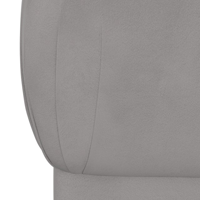 Transitional Lyra Ottoman in Otter Classic Velvet For Sale - Image 3 of 6