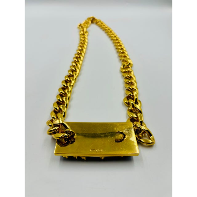 Prada Fabulous & Rare Prada Gemstone Buckle & Gold Chain Belt For Sale - Image 4 of 11