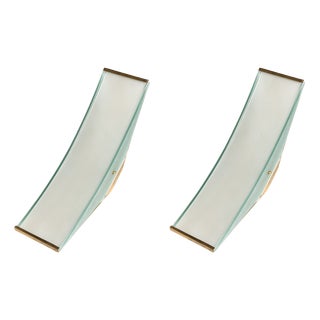 Model 2135 Wall Lamps in Satin Glass and Brass by Max Ingrand for Fontana Arte, 1960s, Set of 2 For Sale