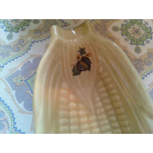 1980s 1980s Blue Leaf Ceramic Corn Cob Plates, S/7 For Sale - Image 5 of 5