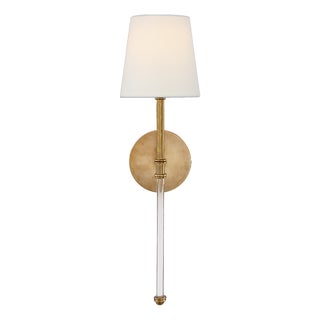 Suzanne Kasler for Visual Comfort Signature Camille Sconce in Hand-Rubbed Antique Brass with Linen Shade For Sale