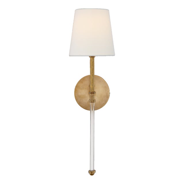 Suzanne Kasler for Visual Comfort Signature Camille Sconce in Hand-Rubbed Antique Brass with Linen Shade For Sale