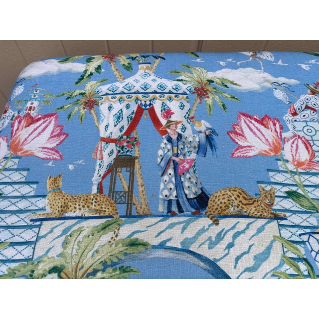 Wood Vintage Hand Painted Chinoiserie Bench For Sale - Image 7 of 14