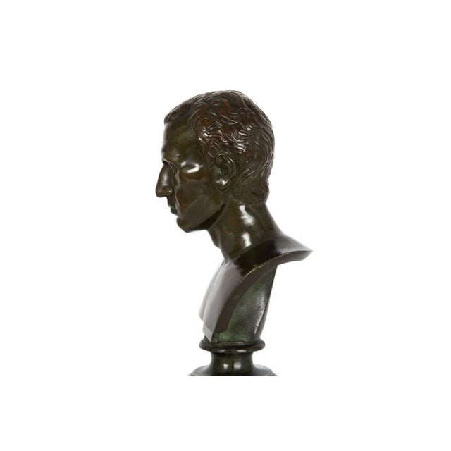 Italian Grand Tour Antique Bronze Sculpture, Bust of Julius Caesar For Sale - Image 6 of 12