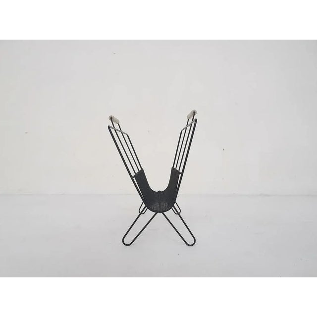 Mid-Century Black Metal Magazine Rack, Netherlands, 1950s For Sale - Image 4 of 5