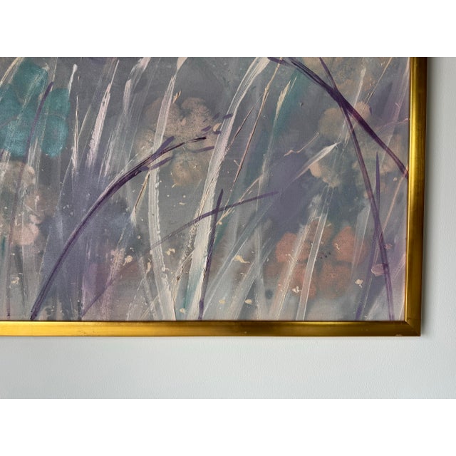 1980s Large - 1980s Vintage Abstract Wildflowers Landscape Acrylic on Canvas Painting For Sale - Image 5 of 11