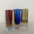 The blue vase is 14,6 x 4,6 cm, the red vase is 14 x 4,5 cm, the yellow vase is 15 x 4,5 cm, very small damage of a few...