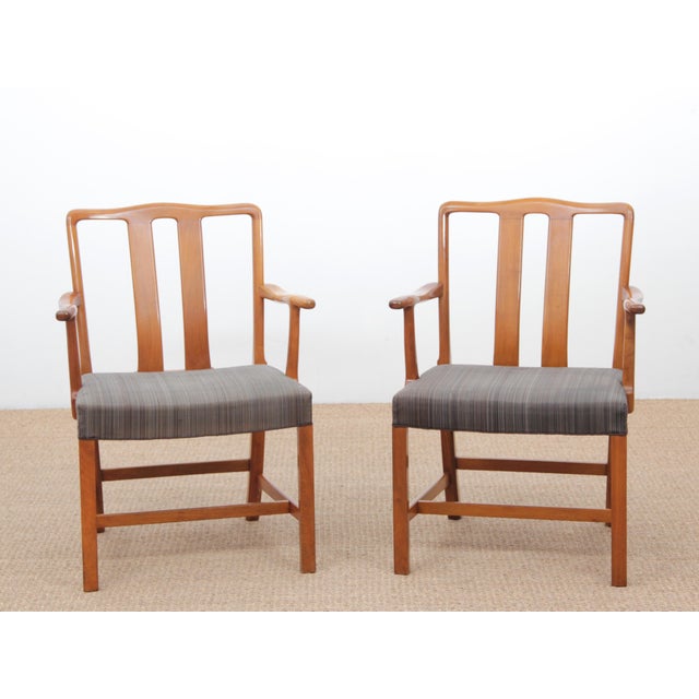 - Pair of Scandinavian armchairs - Model FH43 - Designed by Ole Wanscher for Fritz Hansen - First edition from 1943 -...