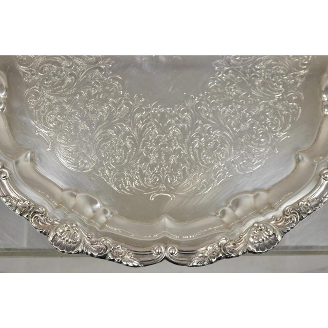 Poole Silver Co. Vintage Epca Silverplate by Poole 3216 Round Silver Platter Tray - Engraved For Sale - Image 4 of 11