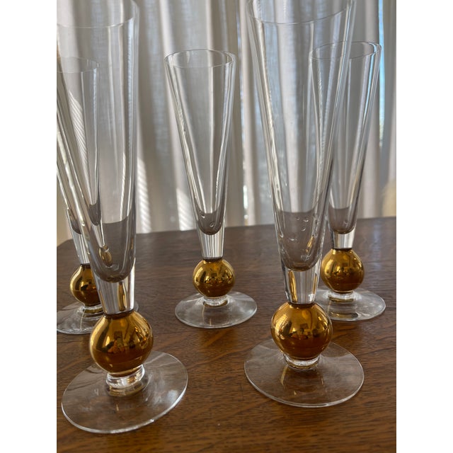 1990s 1990s Orrefors, Nobel Champagne Flutes by Gunnar Cyren - Set of 5 For Sale - Image 5 of 6