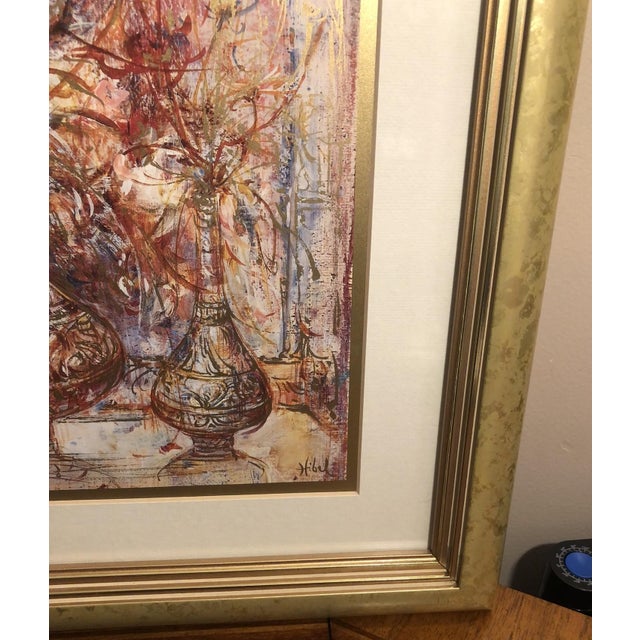 Mid-Century Modern 1980s Edna Hibel "Fleurs D'Or" Golden Laurels Collection Enhanced Limited Edition Framed Print – Coa Included For Sale - Image 3 of 5