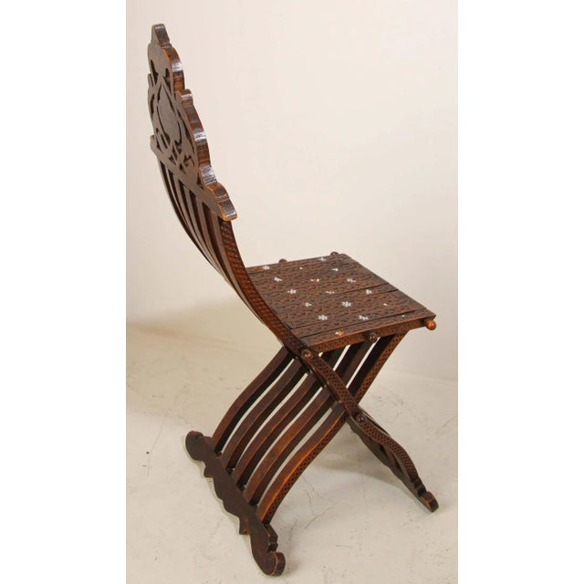 Middle Eastern 19th Century Moorish Folding Chair Shell Inlaid For Sale - Image 4 of 13