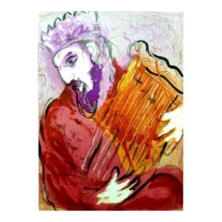 Marc Chagall - Colorful Bible King - Original Lithograph 1956 For Sale