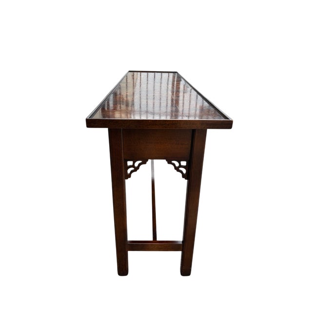 Mid 20th Century 1970s Ethan Allen Knob Creek Burled Wood Console Table For Sale - Image 5 of 18
